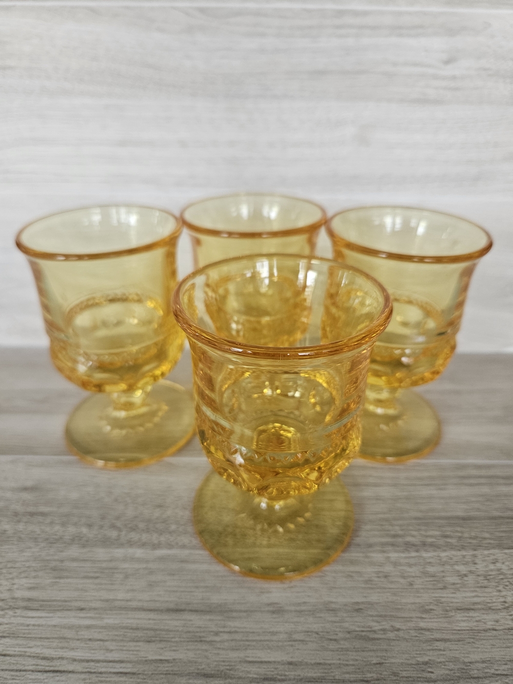 Vintage Golden Yellow King Crown Goblets